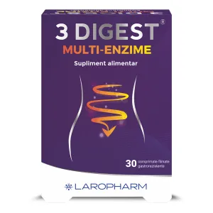 3 Digest Multi-Enzime, 30 comprimate filmate gastrorezistente, Laropharm