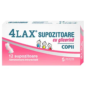 4Lax supozitoare cu glicerina 1250 mg pentru copii, 12 supozitoare, Labormed