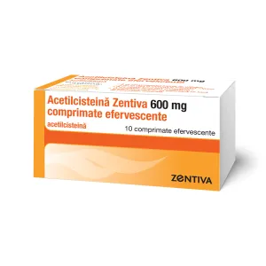 Acetilcisteina Zentiva 600 mg, 10 comprimate efervescente, Zentiva