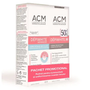 Acm Depiwhite advanced cream, 40 ml + Acm Depiwhite M crema protectoare SPF50+, 40 ml, Pachet Promo, Magna Cosmetics