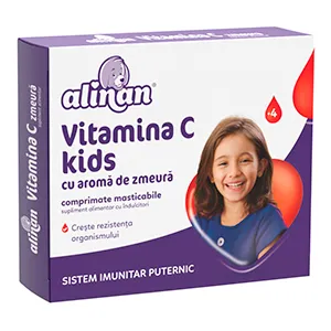 Alinan Vitamina C Kids zmeura, 20 comprimate masticabile, Fiterman Pharma