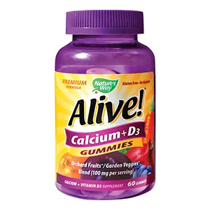 2 + CADOU  - Alive Calcium+D3 Gummies, 60 jeleuri, Secom
