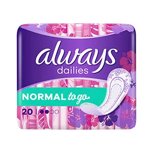 Always Dailies Normal To Go-ambalate individual absorbante zilnice, 20 bucati, Procter & Gamble Distribution