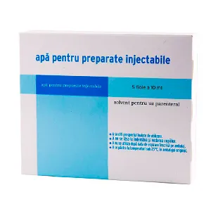 Apa pentru preparete injectabile, solvent pentru uz parental, 5 fiole, 10 ml, Zentiva