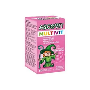 Ascovit Multivit zmeura, 60 comprimate masticabile, Omega Pharma