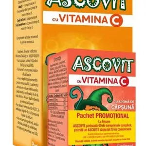 Ascovit orange 100 mg, 60 comprimate+Ascovit capsuni 100 mg, 20 comprimate gratis, Omega Pharma