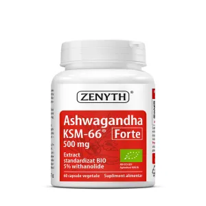 Ashwagandha KSM-66 Forte Bio pentru stres si energie, 60 Capsule, Zenyth