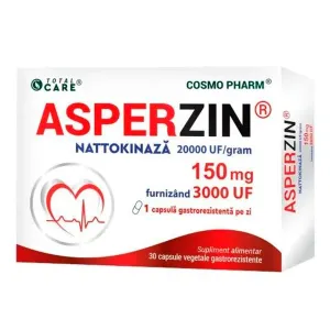 Asperzin Nattokinaza 3000UF/150mg, 30 capsule vegetale gastrorezistente, Cosmo Pharm  