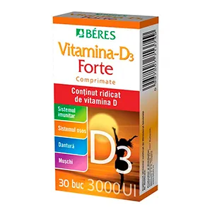 Beres Vitamina D3 Forte 3000UI, 30 comprimate, Beres Pharmaceuticals Private