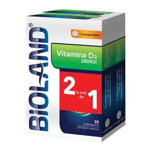 Bioland Vitamina D3 2000 UI, 30 comprimate, 2 la pret de 1 PROMO, Biofarm