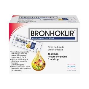 Bronhoklir sirop fumatori, 15 plicuri, 5 ml, Stada Hemofarm