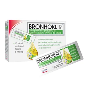 Bronhoklir sirop tuse productiva,15 plicuri, 5 ml, Stada Hemofarm