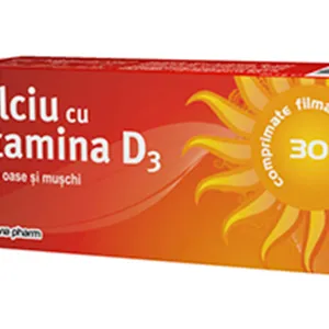 Calciu + Vitamina D3, 30 comprimate filmate, Slavia Pharm