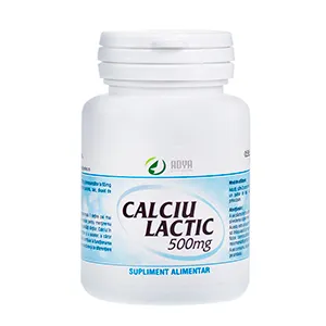 Calciu Lactic 500 mg, 100 comprimate, Adya Green Pharma, Adya Green Pharma