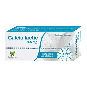 Calciu lactic 500 mg, 30 comprimate, Polisano Pharmaceuticals