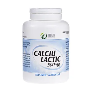 Calciu Lactic 500 mg, 50 comprimate, Adya Green Pharma, Adya Green Pharma