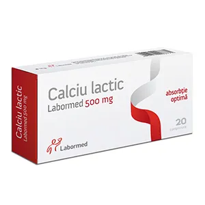Calciu lactic Labormed 500 mg, 20 comprimate, Labormed Pharma Trading