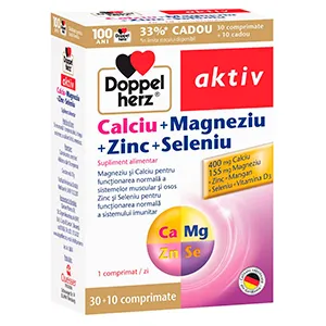 Doppelherz Calciu Magneziu Zinc Seleniu, 30 comprimate + 10 comprimate , Queisser Pharma