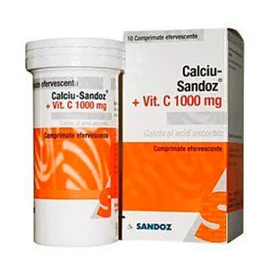 Calciu-Sandoz +Vitamina C 1000 mg, 10 comprimate efervescente, Lek Pharmaceutical