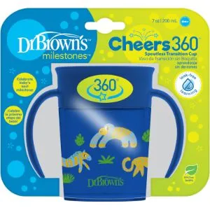 Canita cu manere, Cheers 360, 200 ml,  Albastru Design, BPA Free, Dr. Brown's
