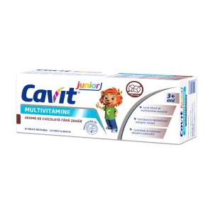 Cavit Junior Multivitamine fara zahar aroma de ciocolata, 20 tablete masticabile, Biofarm