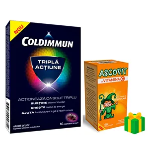 Coldimmun, 16 comprimate de supt + Ascovit portocale, 60 comprimate, Pret special, Omega Pharma