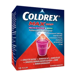 Coldrex MaxGrip fructe de padure si mentol pulbere solutie orala, 10 plicuri, Perrigo