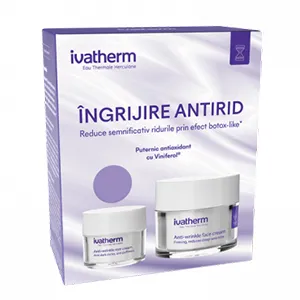 Crema antirid pentru piele sensibila, 50 ml si Crema contur de ochi, antirid si anticearcan, 15 ml - 75% CADOU, Ivatherm