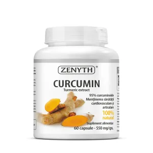 Curcumin 550 mg pentru protectie antioxidanta, 60 Capsule, Zenyth