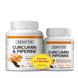 Curcumin si Piperine pentru protectie antioxidanta, 60 + 30 Capsule, Zenyth