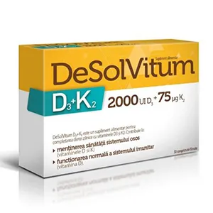 Desolvitum D3+K2, 30 comprimate filmmate, OFERTA 2+1, Aflofarm Romania