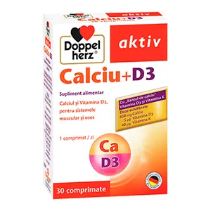 Doppelherz Aktiv Calciu+Vitamina D3, 30 comprimate, Queisser Pharma