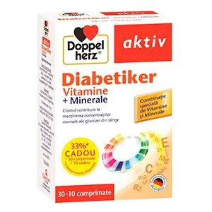 Doppelherz Aktiv Diabetiker vitamin+minerale, 30 tablete + 10 tablete GRATIS, Queisser Pharma