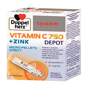 Doppelherz System Vitamina C 750 Depot pulbere orala, 20 plicuri, Queisser Pharma