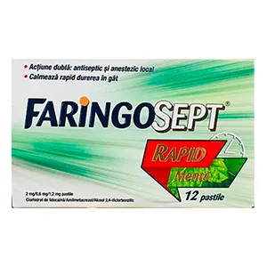 Faringosept Rapid Menta 2mg/0.6mg/1.2mg, 12 pastile, Terapia