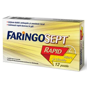 Faringosept Rapid Miere si Lamaie 2mg/0.6mg/1.2mg, 12comprimate, Terapia