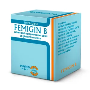 Femigin B pulbere solutie vaginala, 10 plicuri, Pharco Impex 93