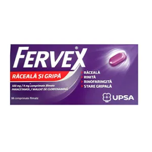 Fervex raceala si gripa 500 mg/4mg, 16 comprimate filmate, Upsa Franta