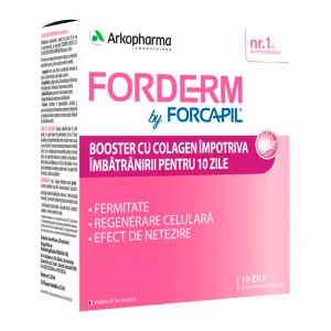 Forderm by Forcapil Booster cu colagen impotriva imbatranirii, 10 flacoane, MagnaPharm Marketing & Sales Romania