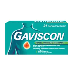 Gaviscon Mentol,  24 comprimate masticabile,  Reckitt Benckiser Healthcare
