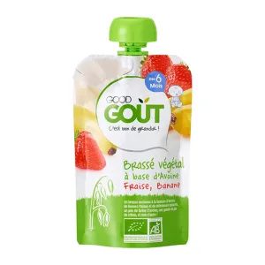 Good Gout Iaurt vegetal BIO din lapte de ovaz, cu banane si capsuni, 90 g, +6 luni, Safetree Equipment