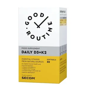 Good Routine Daily D3+K2, 30 capsule gelatinoase moi, Secom