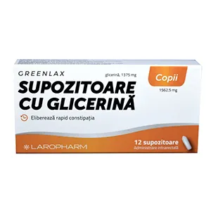 Greenlax supozitoare cu glicerina pentru copii, 12 supozitoare, Laropharm