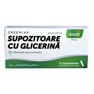 Greenlax supozitoare cu glicerina pentru adulti,  12 supozitoare,  Laropharm