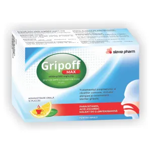 Gripoff Max 1000 mg/200 mg/4 mg granule suspensie orala, 10 plicuri, Slavia Pharm