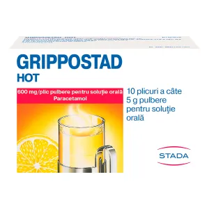Grippostad Hot 600 mg/plic pulbere pentru solutie orala, 10 plicuri, Stada Hemofarm