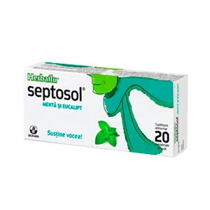 Herbaflu Septosol menta & eucalipt, 20 comprimate de supt, Biofarm
