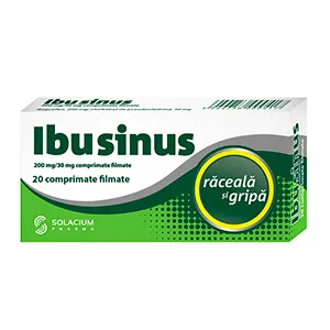 Ibusinus raceala si gripa, 200 mg/30 mg, 10 comprimate filmate, Solacium Pharma
