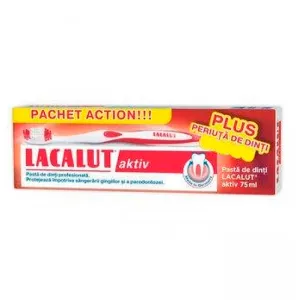 Lacalut Aktiv pasta de dinti, 75 ml + Lacalut Aktiv periuta dinti, Pachet Cadou, Natur Produkt Zdrovit