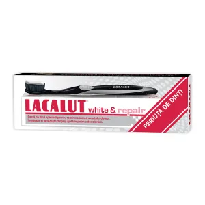 Lacalut White&Repair pasta, 75 ml + Periuta dinti Black CADOU, Zdrovit Romania